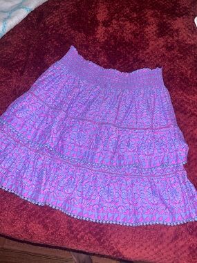 Vineyard Vines Pink and Purple Tiered Smocked Skirt